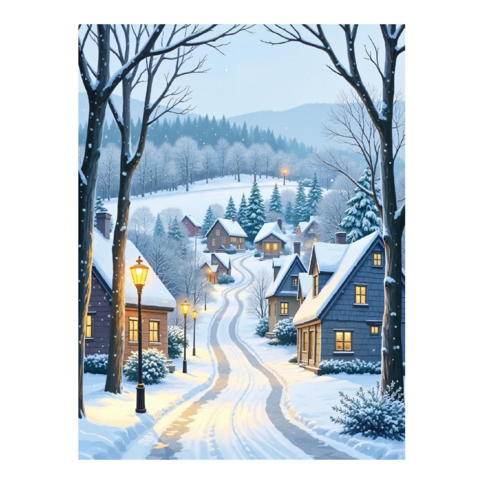 Diamond Art Kits for Adults - 5d Winter Village Snowy Night Scene Diamond Painting for Adults, Diamond Art for Adults Beginners, Diamond Painting Kits for Adults for Home Wall Decor