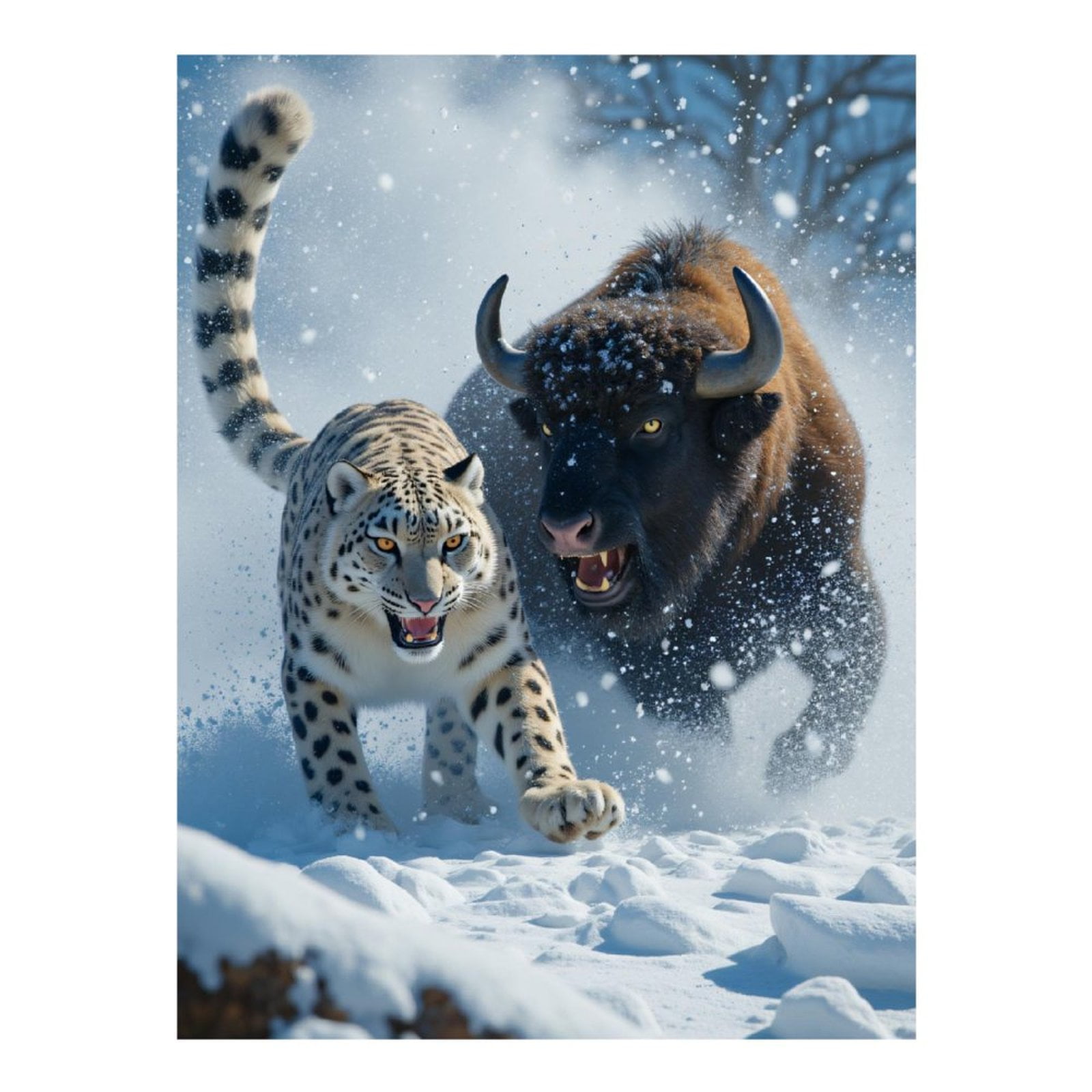 Diamond Art Kits for Adults - 5d Winter Wildlife Pursuit Diamond Painting for Adults, Diamond Art for Adults Beginners, Diamond Painting Kits for Adults for Home Wall Decor