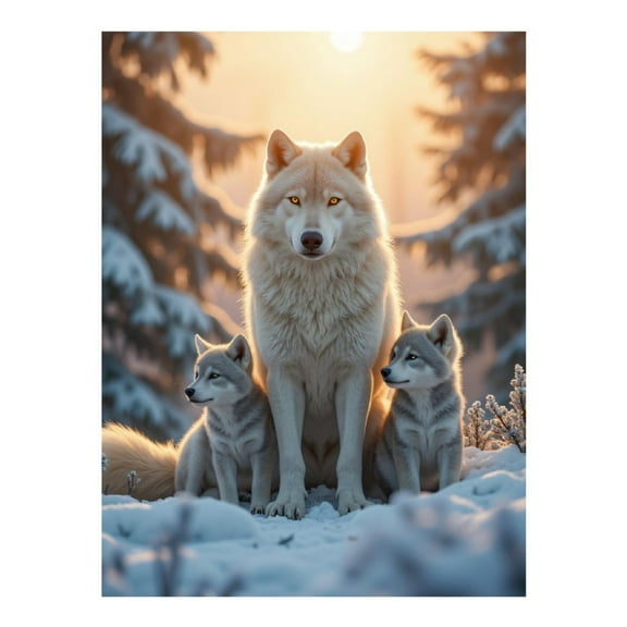 Diamond Art Kits for Adults - 5d Winter Wolves Family Snow Scene Diamond Painting for Adults, Diamond Art for Adults Beginners, Diamond Painting Kits for Adults for Home Wall Decor