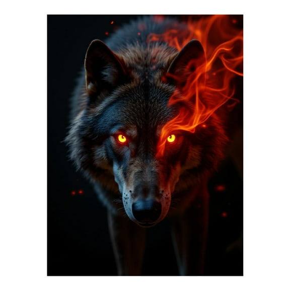 Diamond Art Kits for Adults - 5d Wolf Fire Eyes Flame Dark Diamond Painting for Adults, Diamond Art for Adults Beginners, Diamond Painting Kits for Adults for Home Wall Decor
