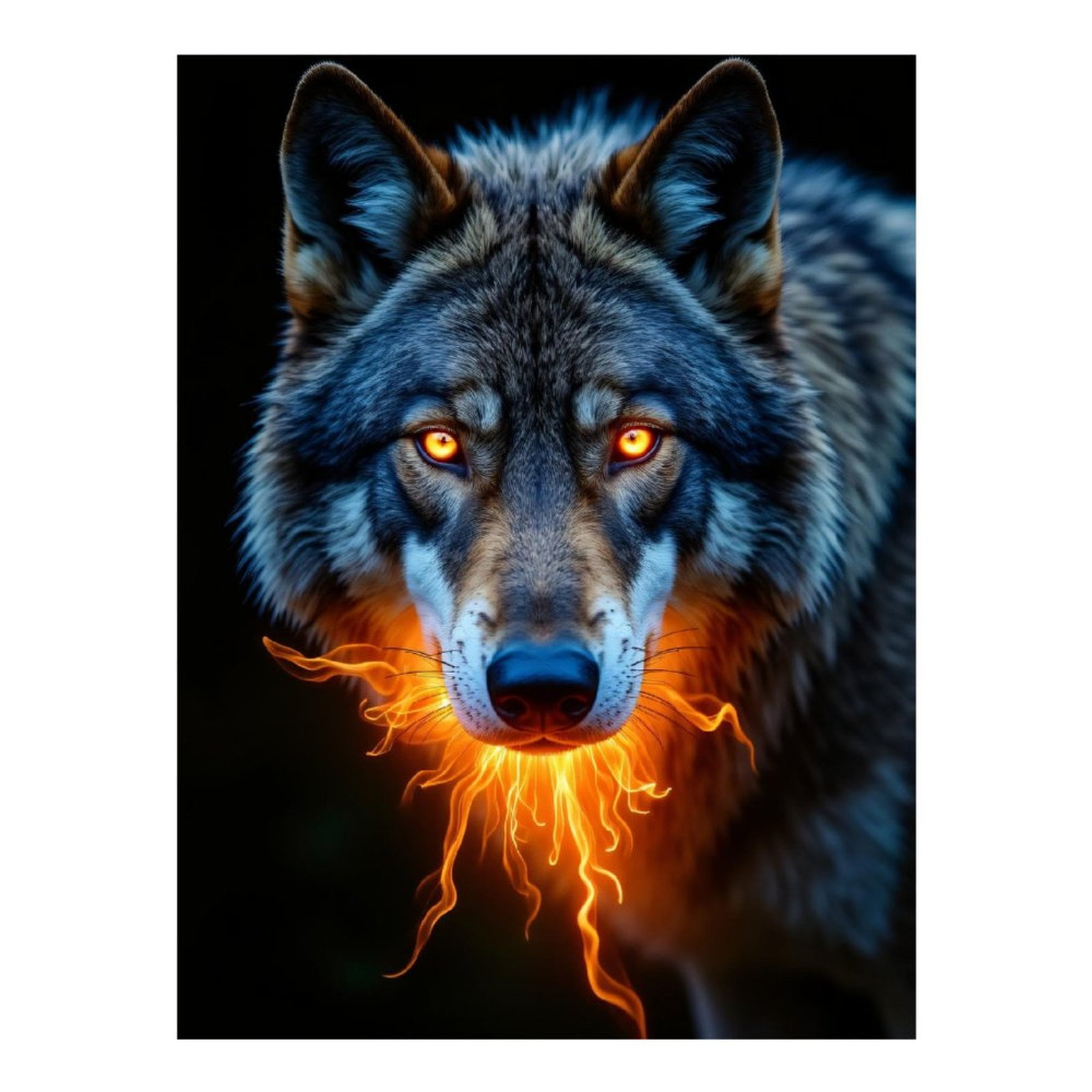 Diamond Art Kits for Adults - 5d Wolf With Glowing Eyes And Flames Diamond Painting for Adults, Diamond Art for Adults Beginners, Frameless Diamond Painting Kits for Adults for Home Wall Decor