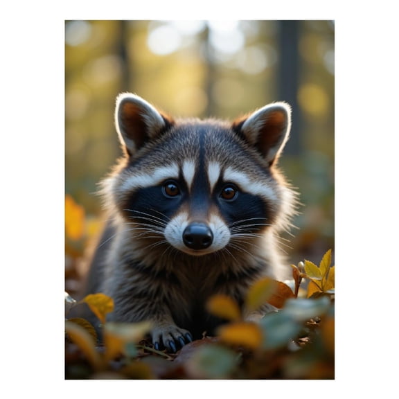 Diamond Art Kits for Adults - 5d Young Curious Raccoon Among Leaves Diamond Painting for Adults, Diamond Art for Adults Beginners, Diamond Painting Kits for Adults for Home Wall Decor