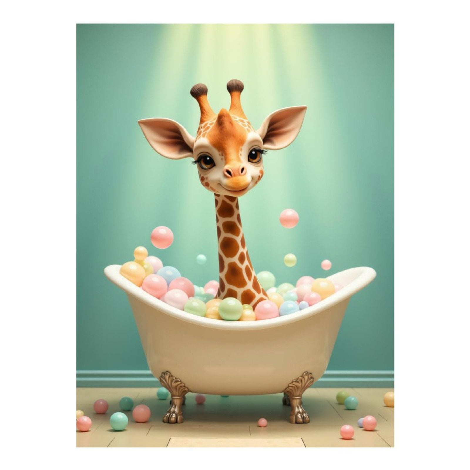 Diamond Art Kits for Adults, Adorable Giraffe Bath Time Fun 5D Diamond Painting Kits for Adults Beginners, DIY Full Drill Diamond Painting, Gem Art and Crafts 12x16