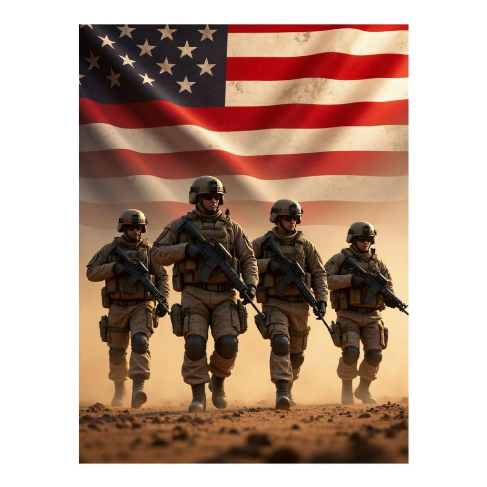 Diamond Art Kits for Adults, American Soldiers Marching Determined 5D Diamond Painting Kits for Adults Beginners, DIY Full Drill Diamond Painting, Gem Art and Crafts 12x16