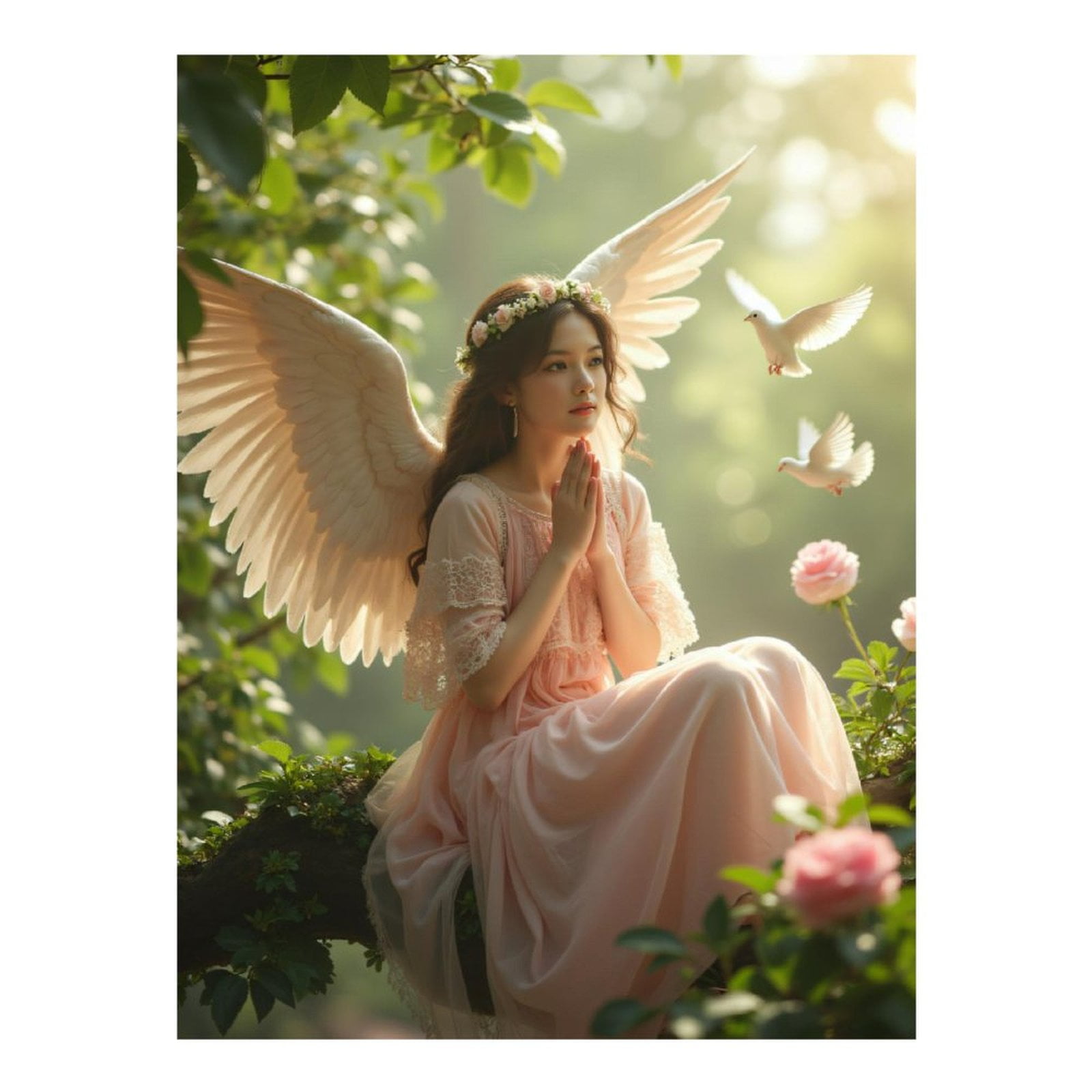 Diamond Art Kits for Adults, Angel In Enchanted Garden 5D Diamond Painting Kits for Adults Beginners, DIY Full Drill Diamond Painting, Gem Art and Crafts 12x16
