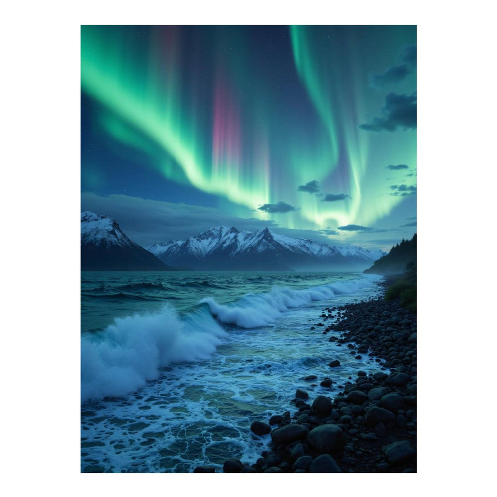Diamond Art Kits for Adults, Aurora Borealis Over Ocean Waves 5D Diamond Painting Kits for Adults Beginners, DIY Full Drill Diamond Painting, Gem Art and Crafts 12x16