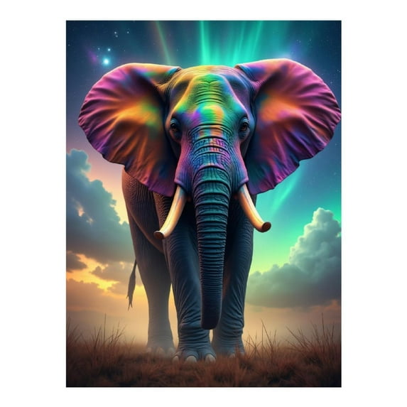 Diamond Art Kits for Adults - Aurora Colored Elephant Sky 5d Diamond Painting for Adults, Diamond Art for Adults Beginners, Frameless Diamond Painting Kits for Adults for Home Wall Decor