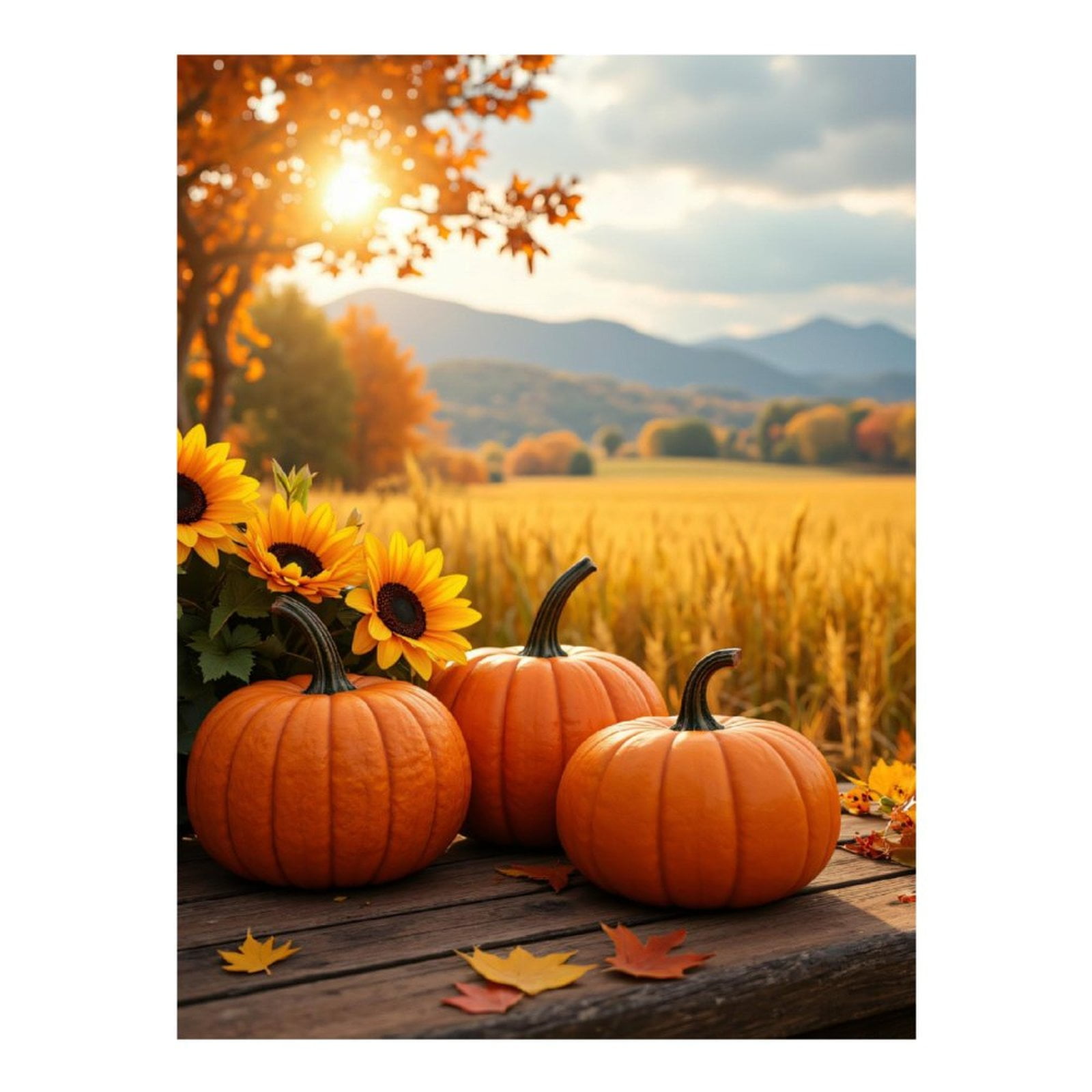 Diamond Art Kits for Adults, Autumn Harvest Pumpkins Sunflowers 5D Diamond Painting Kits for Adults Beginners, DIY Full Drill Diamond Painting, Gem Art and Crafts 12x16