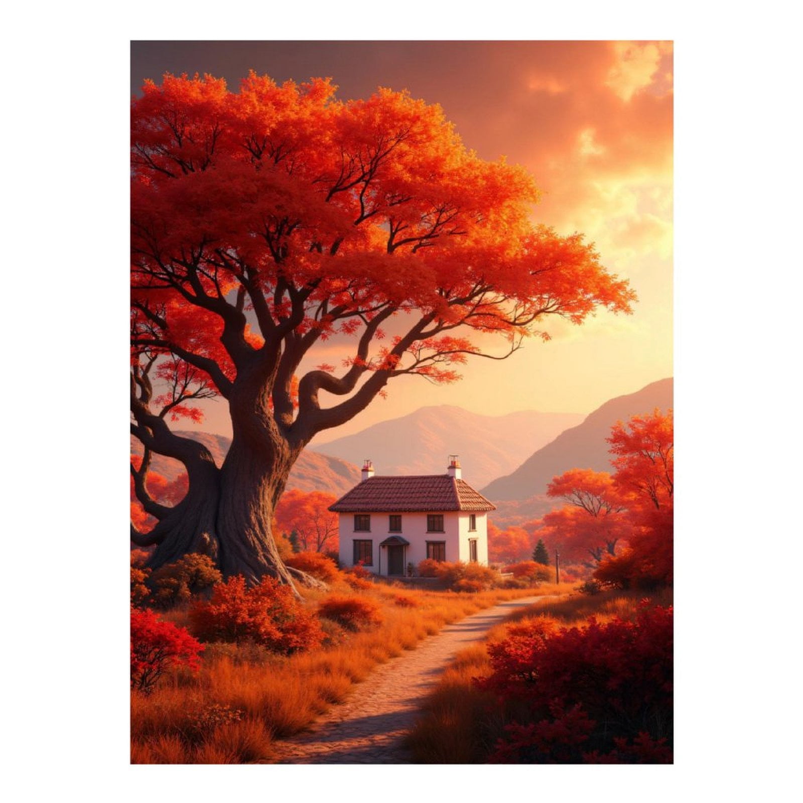 UPABLUNSO Diamond Painting Kit Dogs And Tree - 5D Full Drill, 12x16 Inch, DIY Wall Art Decor & Gift