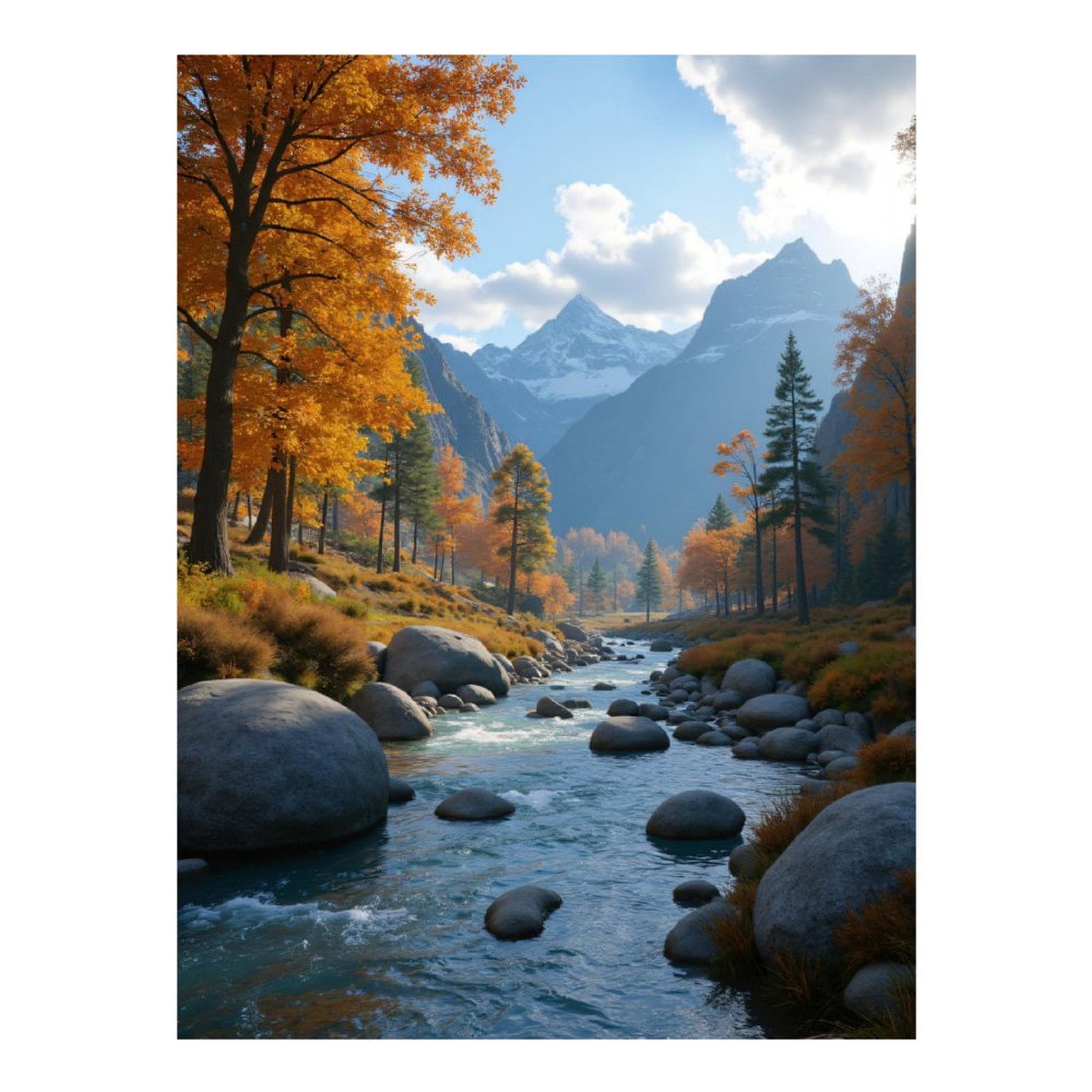 Diamond Art Kits for Adults - Autumn River Scenic Mountain Landscape 5d Diamond Painting for Adults, Diamond Art for Adults Beginners, Frameless Diamond Painting Kits for Adults for Home Wall Decor