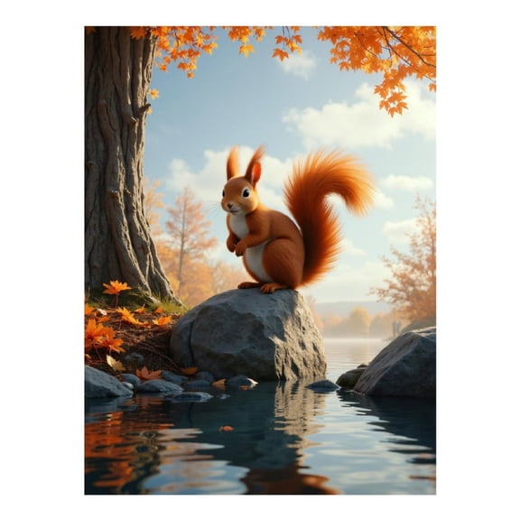 Diamond Art Kits for Adults - Autumn Squirrel By Tranquil Pond 5d Diamond Painting for Adults, Diamond Art for Adults Beginners, Frameless Diamond Painting Kits for Adults for Home Wall Decor
