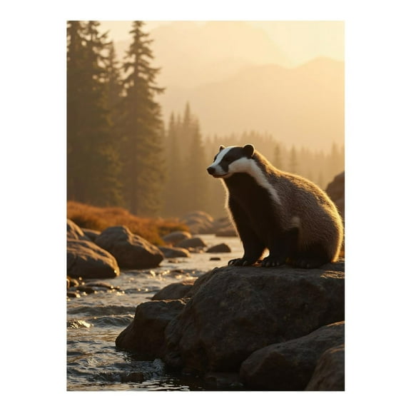 Diamond Art Kits for Adults - Badger River Sunset Wilderness 5d Diamond Painting for Adults, Diamond Art for Adults Beginners, Frameless Diamond Painting Kits for Adults for Home Wall Decor