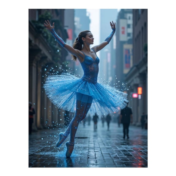 Diamond Art Kits for Adults - Ballet Dancer Blue City Street 5d Diamond Painting for Adults, Diamond Art for Adults Beginners, Frameless Diamond Painting Kits for Adults for Home Wall Decor