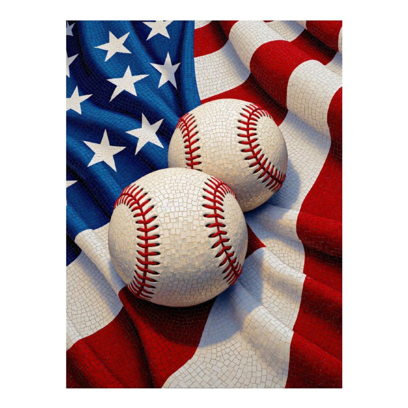 Diamond Art Kits for Adults, Baseballs Stars Stripes Fabric Display 5D Diamond Painting Kits for Adults Beginners, DIY Full Drill Diamond Painting, Gem Art and Crafts 12x16