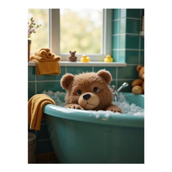 Diamond Art Kits for Adults, Bath Time Cute Bear Tub Bubbles 5D Diamond Painting Kits for Adults Beginners, DIY Full Drill Diamond Painting, Gem Art and Crafts 12x16