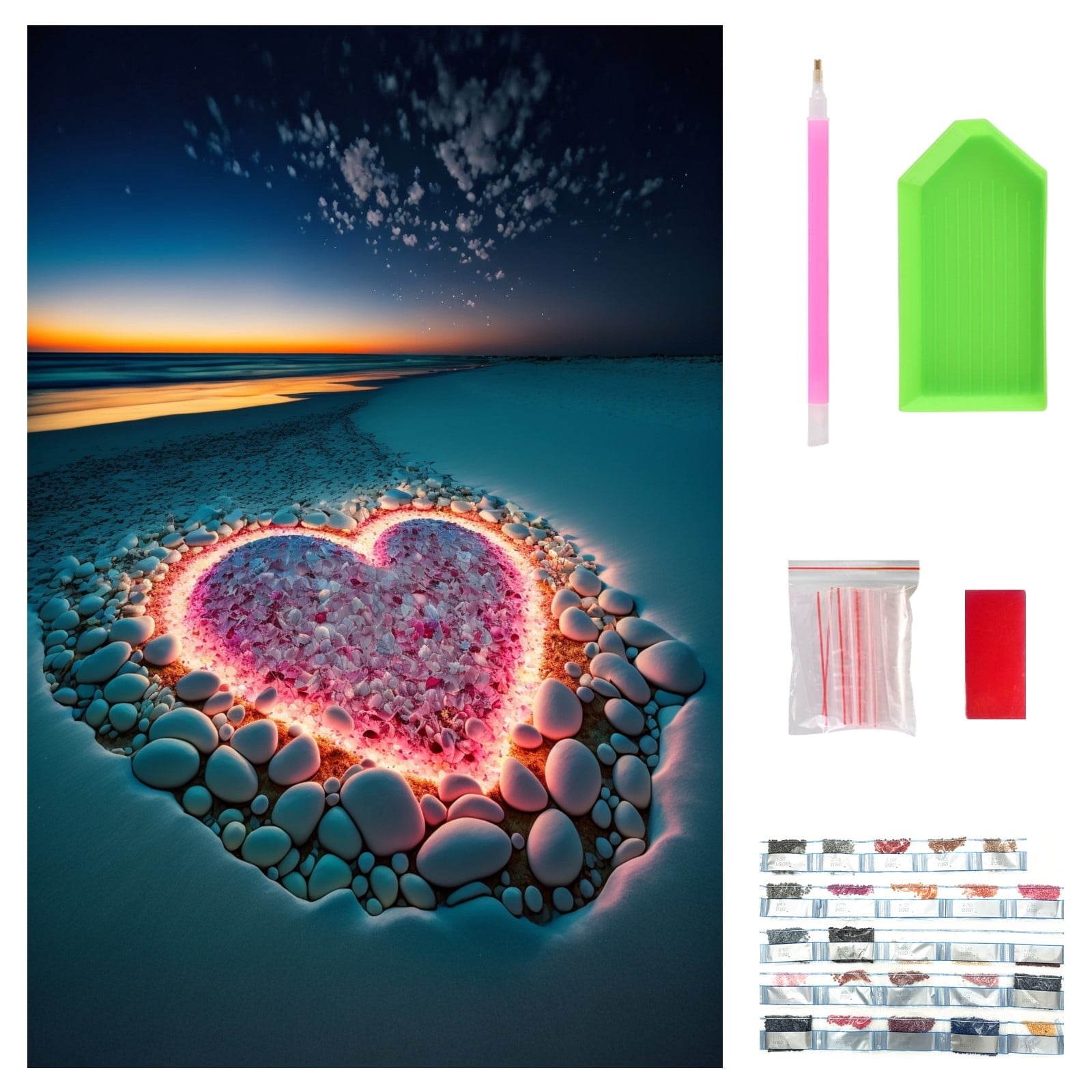 Diamond Art Kits for Adults Beach Love Diamond Gem Art, DIY Full Drill Crystal Gem Arts and