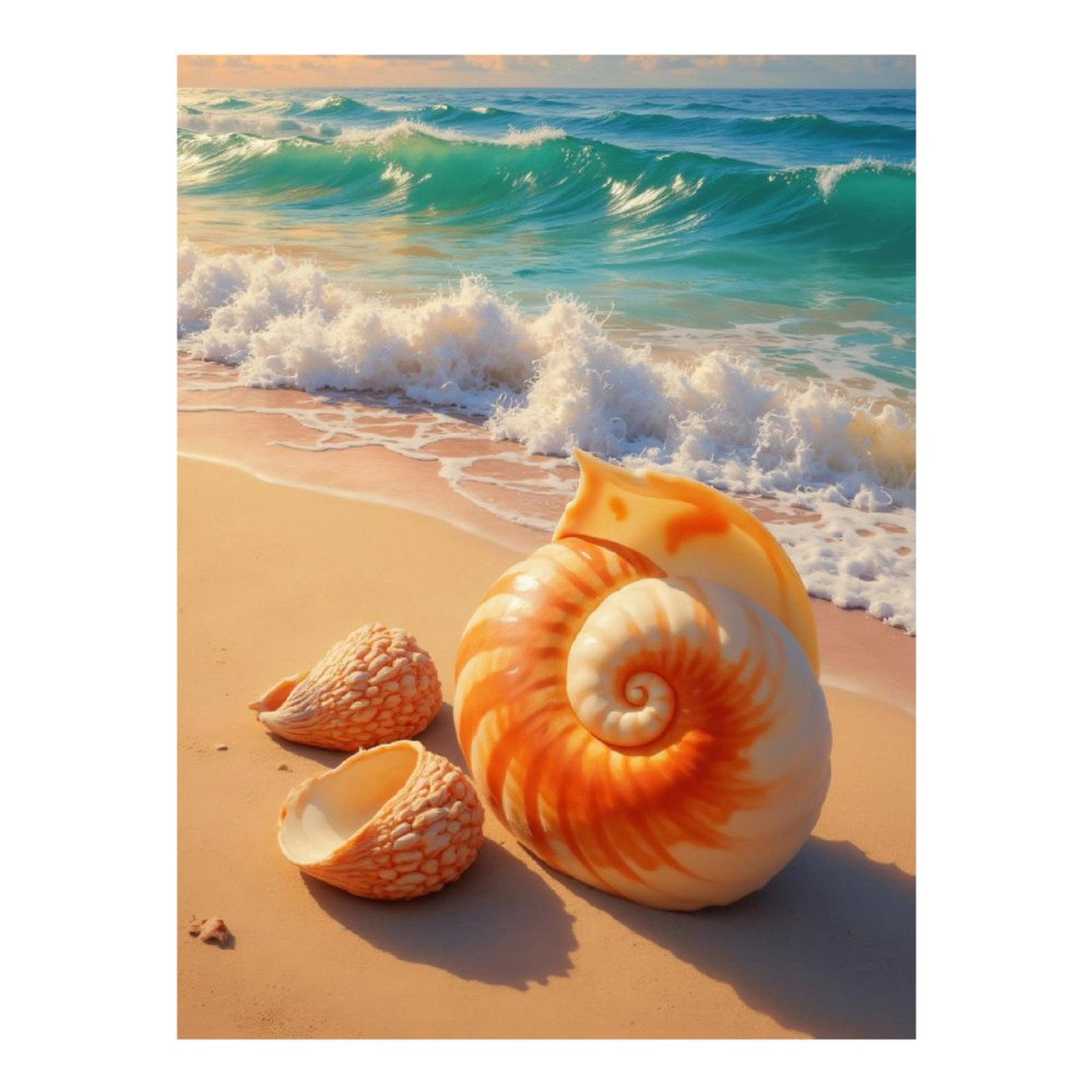 Diamond Art Kits for Adults, Beach Seashells Waves Shoreline 5D Diamond Painting Kits for Adults Beginners, DIY Full Drill Diamond Painting, Gem Art and Crafts 12x16