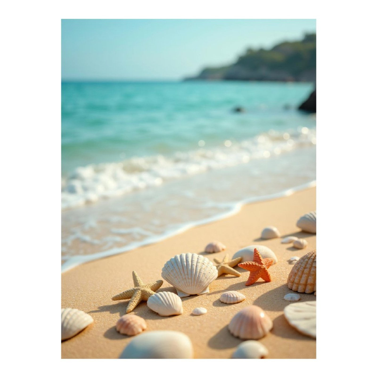 Diamond Art Kits for Adults - Beach Shells Starfish Serene Shore 5d Diamond Painting for Adults, Diamond Art for Adults Beginners, Frameless Diamond Painting Kits for Adults for Home Wall Decor