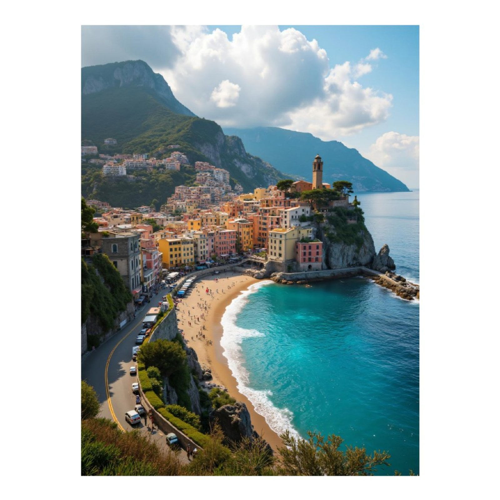 Diamond Art Kits for Adults, Beach Town Coastal View Summer Bliss 5D Diamond Painting Kits for Adults Beginners, DIY Full Drill Diamond Painting, Gem Art and Crafts 12x16