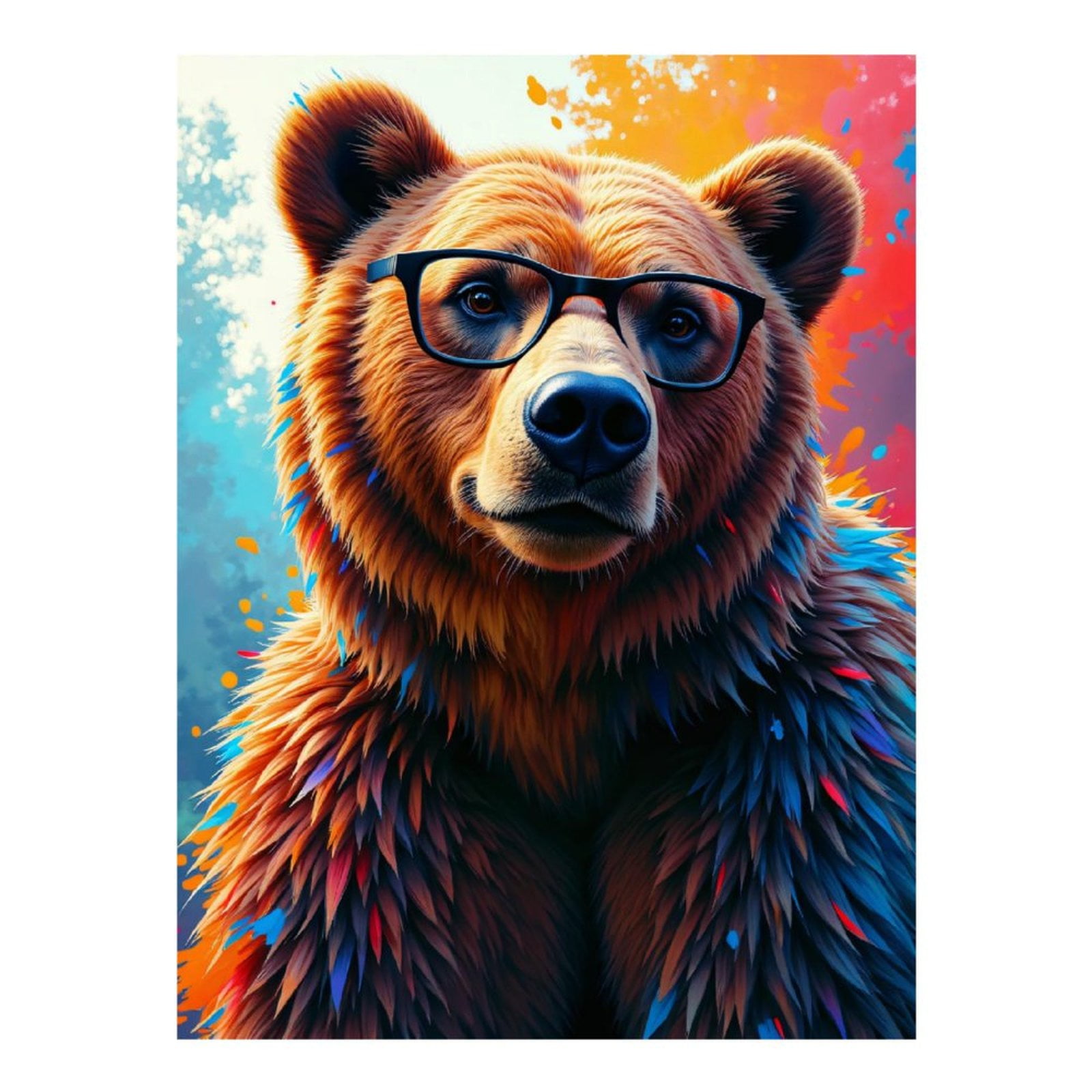Diamond Art Kits for Adults, Bear With Glasses Colorful Portrait 5D Diamond Painting Kits for Adults Beginners, DIY Full Drill Diamond Painting, Gem Art and Crafts 12x16