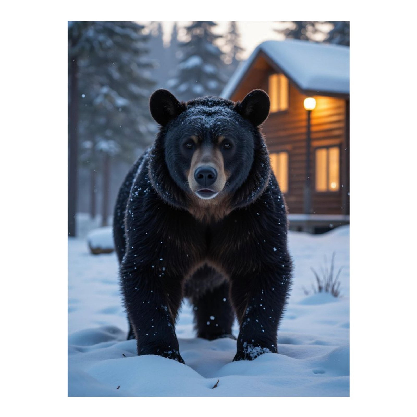 Diamond Art Kits for Adults, Bear Snow Cabin Winter Scene 5D Diamond Painting Kits for Adults Beginners, DIY Full Drill Diamond Painting, Gem Art and Crafts 12x16