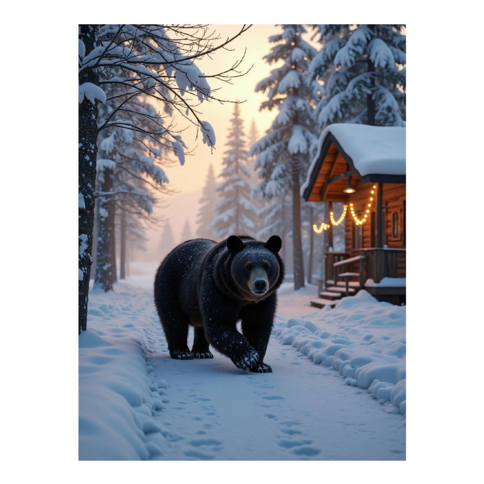 Diamond Art Kits for Adults, Bear Winter Cabin Snow Forest 5D Diamond Painting Kits for Adults Beginners, DIY Full Drill Diamond Painting, Gem Art and Crafts 12x16