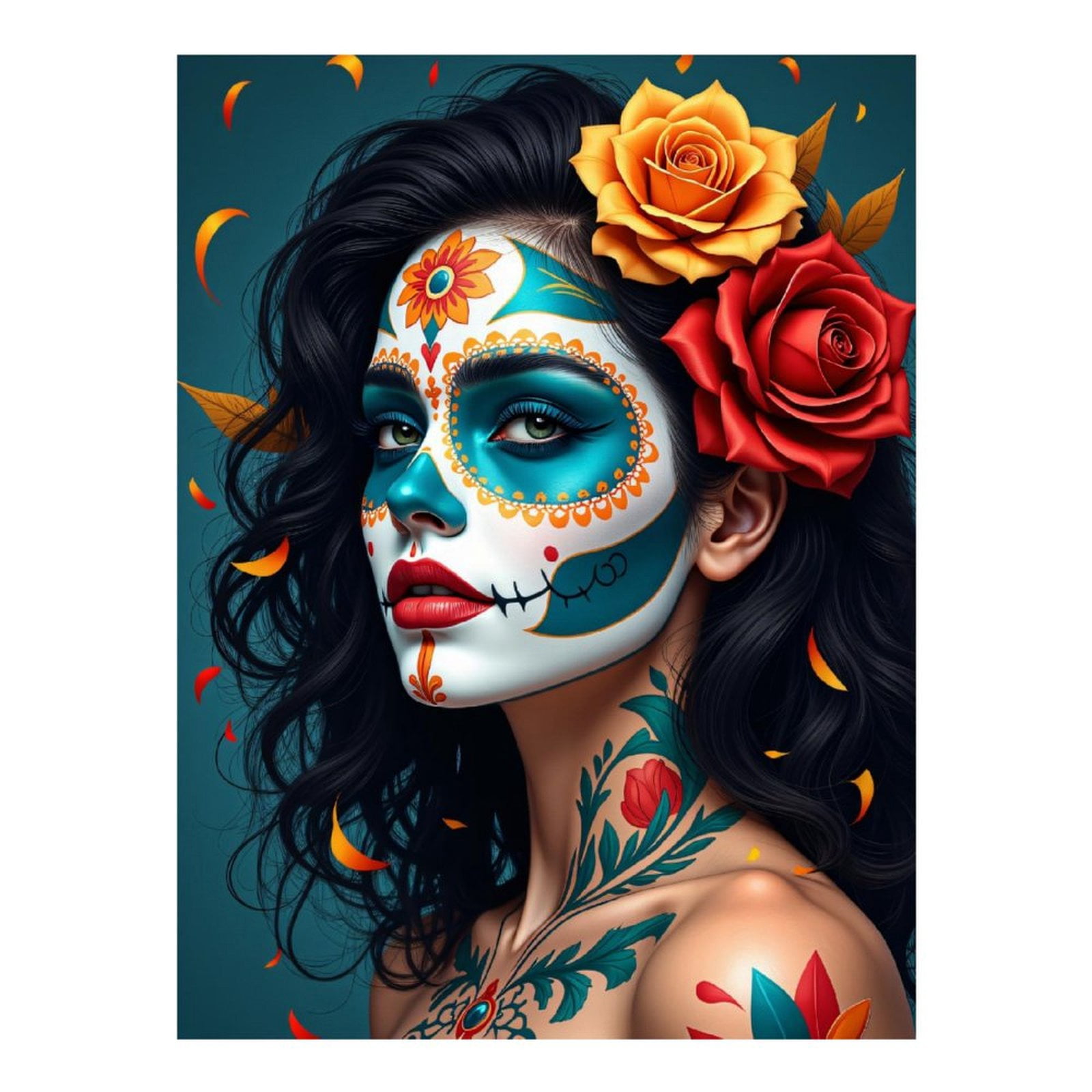 Diamond Art Kits for Adults, Beautiful Face Paint Art Woman 5D Diamond Painting Kits for Adults Beginners, DIY Full Drill Diamond Painting, Gem Art and Crafts 12x16
