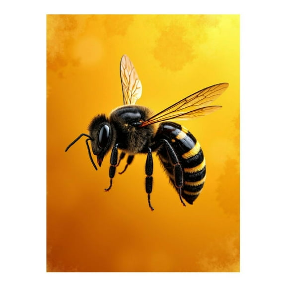 Diamond Art Kits for Adults, Bee Closeup Vibrant Yellow Background 5D Diamond Painting Kits for Adults Beginners, DIY Full Drill Diamond Painting, Gem Art and Crafts 12x16