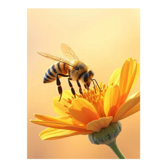 Diamond Art Kits for Adults - Bee On Yellow Flower 5d Diamond Painting for Adults, Diamond Art for Adults Beginners, Frameless Diamond Painting Kits for Adults for Home Wall Decor