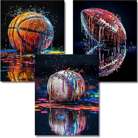 Diamond Art Kits for Adults Beginner,3 Pack Graffiti Sport DIY Modern Diamond Painting Kits 5D Diamond Dots Gem Art Crafts with Tools,Round Full Drill Crafts for Home Wall Decor&Gift-12x16in