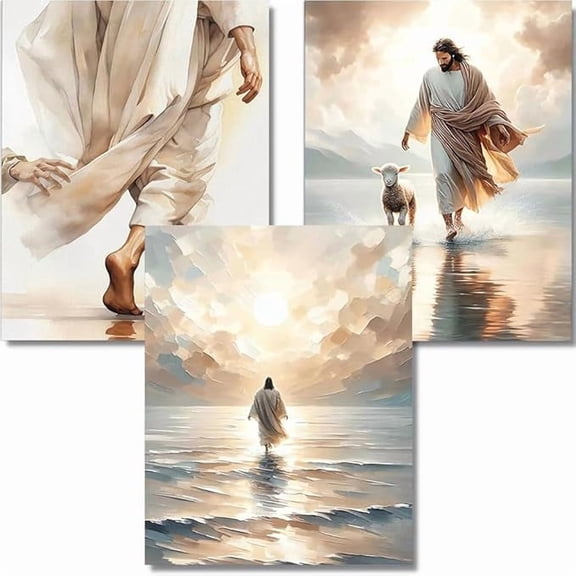 Diamond Art Kits for Adults Beginner,3pack Jesus DIY Modern Diamond Painting Kits 5D Diamond Dots Gem Art Crafts with Tools,Round Full Drill Crafts for Home Wall Decor&Gift-12x16in
