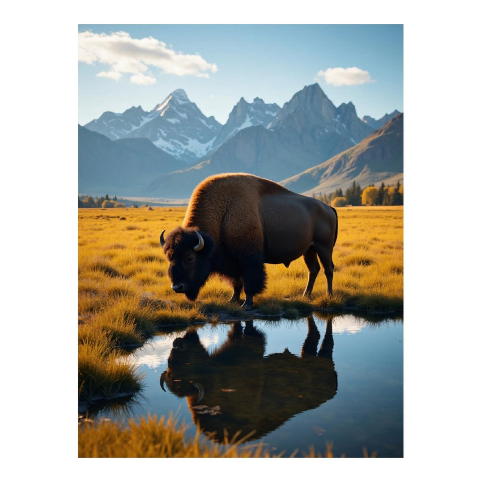 Diamond Art Kits for Adults, Bison Mountain Reflection Meadows 5D Diamond Painting Kits for Adults Beginners, DIY Full Drill Diamond Painting, Gem Art and Crafts 12x16
