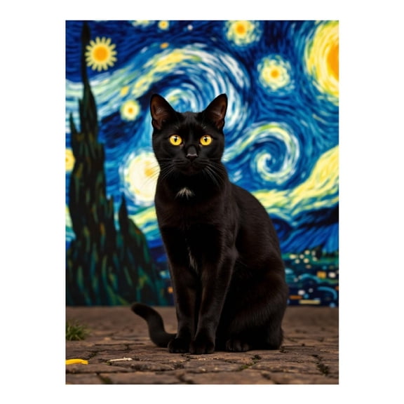 Diamond Art Kits for Adults - Black Cat Starry Night Sky 5d Diamond Painting for Adults, Diamond Art for Adults Beginners, Frameless Diamond Painting Kits for Adults for Home Wall Decor