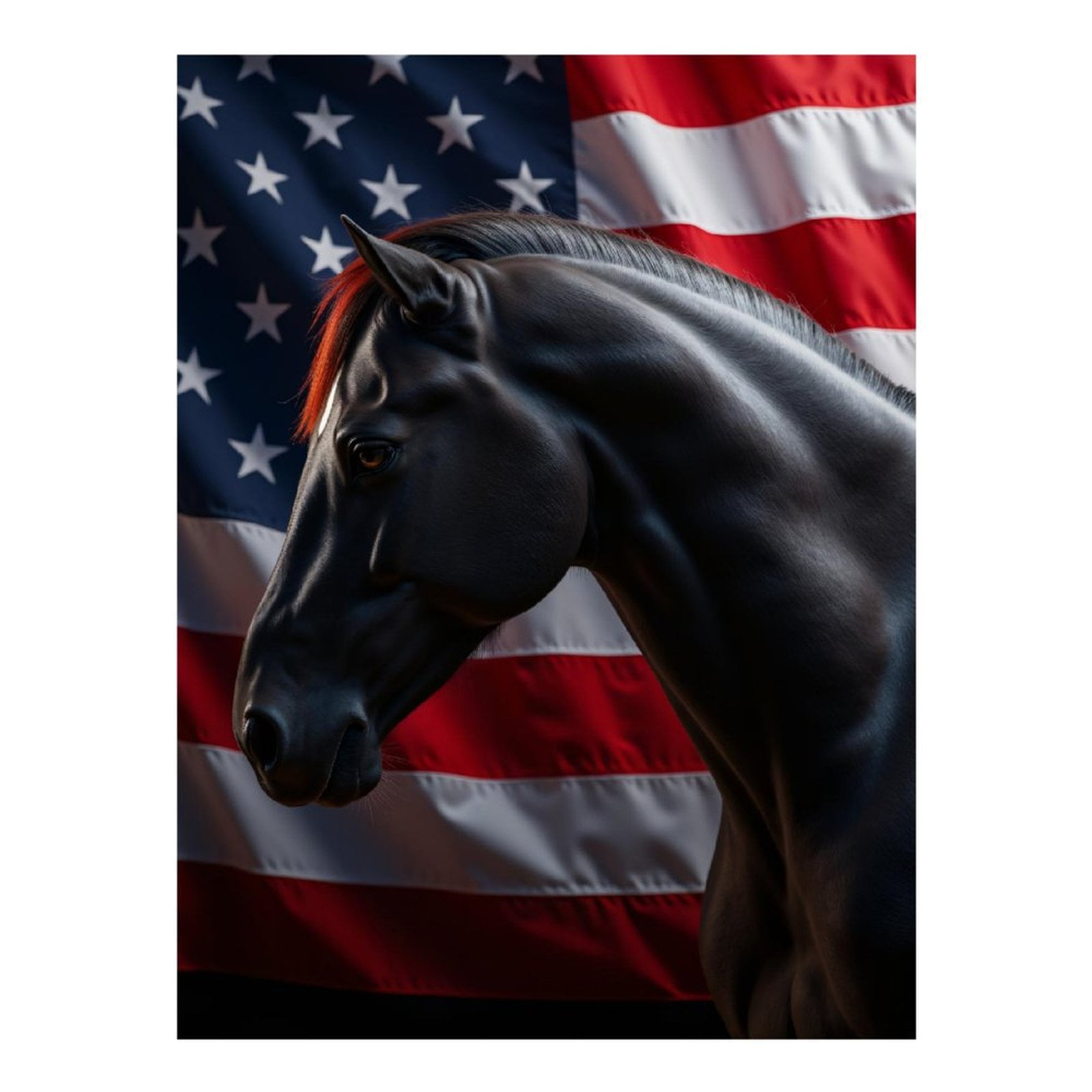 Diamond Art Kits for Adults, Black Horse American Flag Background 5D Diamond Painting Kits for Adults Beginners, DIY Full Drill Diamond Painting, Gem Art and Crafts 12x16