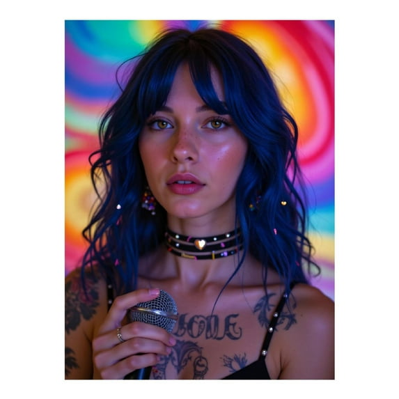 Diamond Art Kits for Adults, Blue Hair Vibrant Background Tattoo 5D Diamond Painting Kits for Adults Beginners, DIY Full Drill Diamond Painting, Gem Art and Crafts 12x16