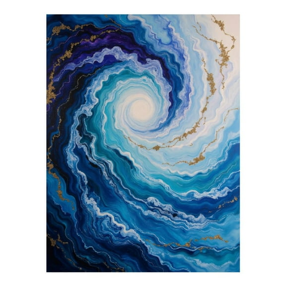 Diamond Art Kits for Adults, Blue Marble Swirl With Gold Accents 5D Diamond Painting Kits for Adults Beginners, DIY Full Drill Diamond Painting, Gem Art and Crafts 12x16