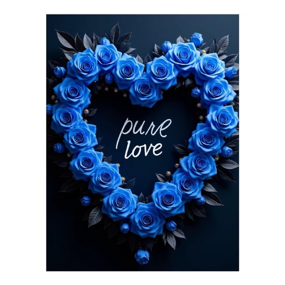 Diamond Art Kits for Adults, Blue Rose Heart Pure Love 5D Diamond Painting Kits for Adults Beginners, DIY Full Drill Diamond Painting, Gem Art and Crafts 12x16