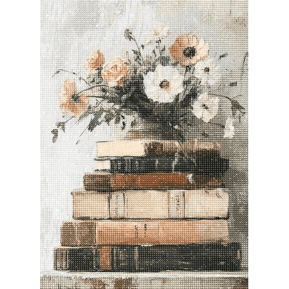 Diamond Art Kits for Adults, Book and Flower 5D Diamond Painting Kits Dots for Beginners, DIY Paint by Diamonds, Full Drill Round Diamond Dot Gem Art Painting for Home Decor 12x16 inch