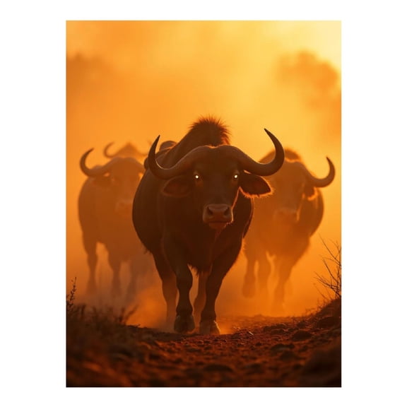 Diamond Art Kits for Adults, Buffalo Sunset Dusty Charge 5D Diamond Painting Kits for Adults Beginners, DIY Full Drill Diamond Painting, Gem Art and Crafts 12x16