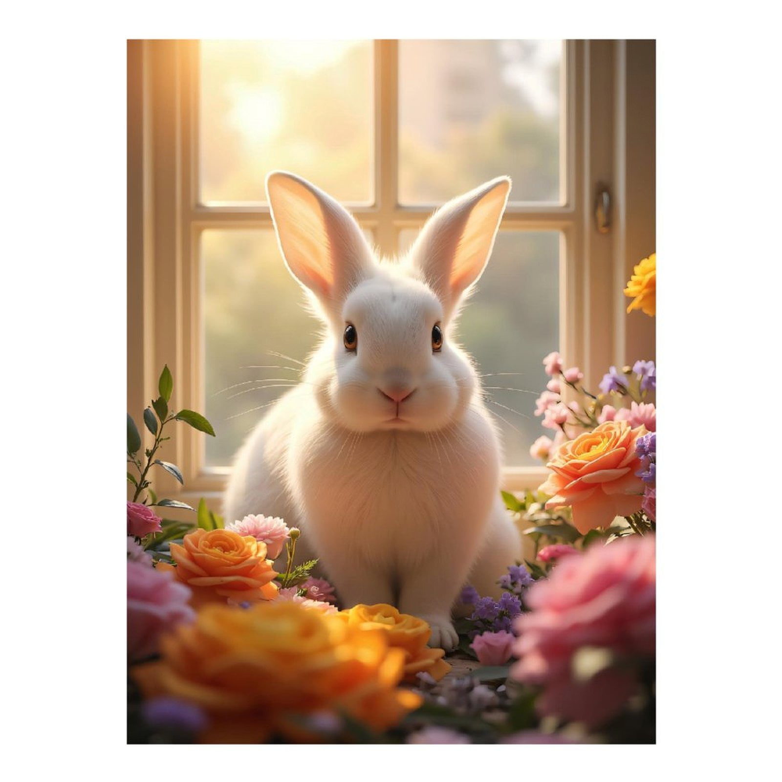 Diamond Art Kits for Adults, Bunny Among Vibrant Spring Blossoms 5D Diamond Painting Kits for Adults Beginners, DIY Full Drill Diamond Painting, Gem Art and Crafts 12x16