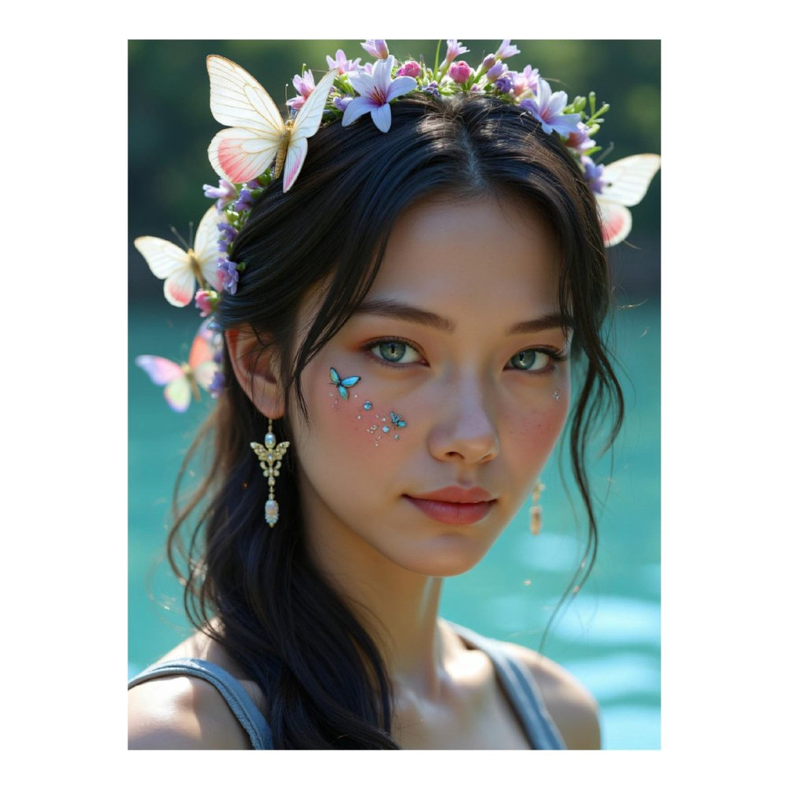 Diamond Art Kits for Adults, Butterfly Floral Face Art Portrait 5D Diamond Painting Kits for Adults Beginners, DIY Full Drill Diamond Painting, Gem Art and Crafts 12x16