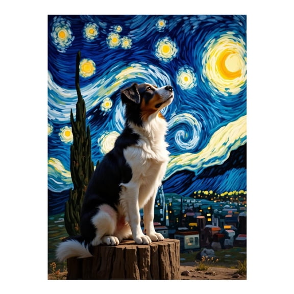 Diamond Art Kits for Adults - Calm Dog Starry Night Art Scene 5d Diamond Painting for Adults, Diamond Art for Adults Beginners, Frameless Diamond Painting Kits for Adults for Home Wall Decor