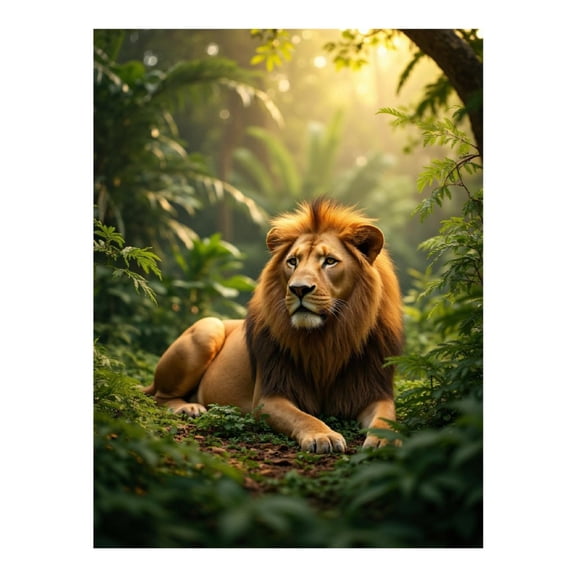 Diamond Art Kits for Adults, Calm Lion Jungle Sunlight Serenity 5D Diamond Painting Kits for Adults Beginners, DIY Full Drill Diamond Painting, Gem Art and Crafts 12x16