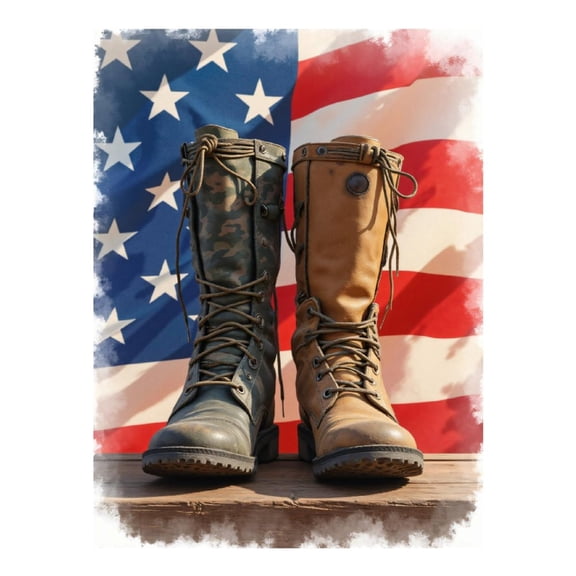 Diamond Art Kits for Adults, Camouflage Leather Boots American Flag 5D Diamond Painting Kits for Adults Beginners, DIY Full Drill Diamond Painting, Gem Art and Crafts 12x16