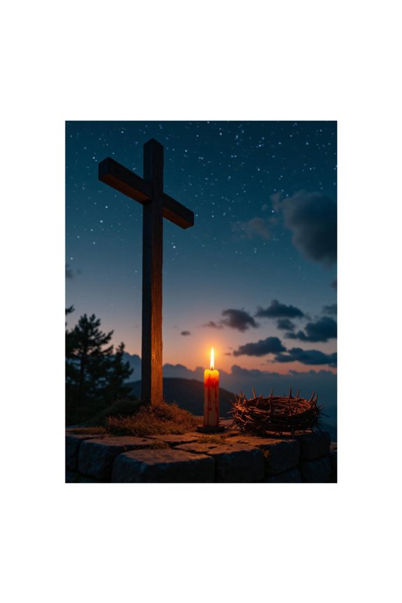 Diamond Art Kits for Adults, Candle Cross Night Sky Crown 5D Diamond Painting Kits for Adults Beginners, DIY Full Drill Diamond Painting, Gem Art and Crafts 12x16