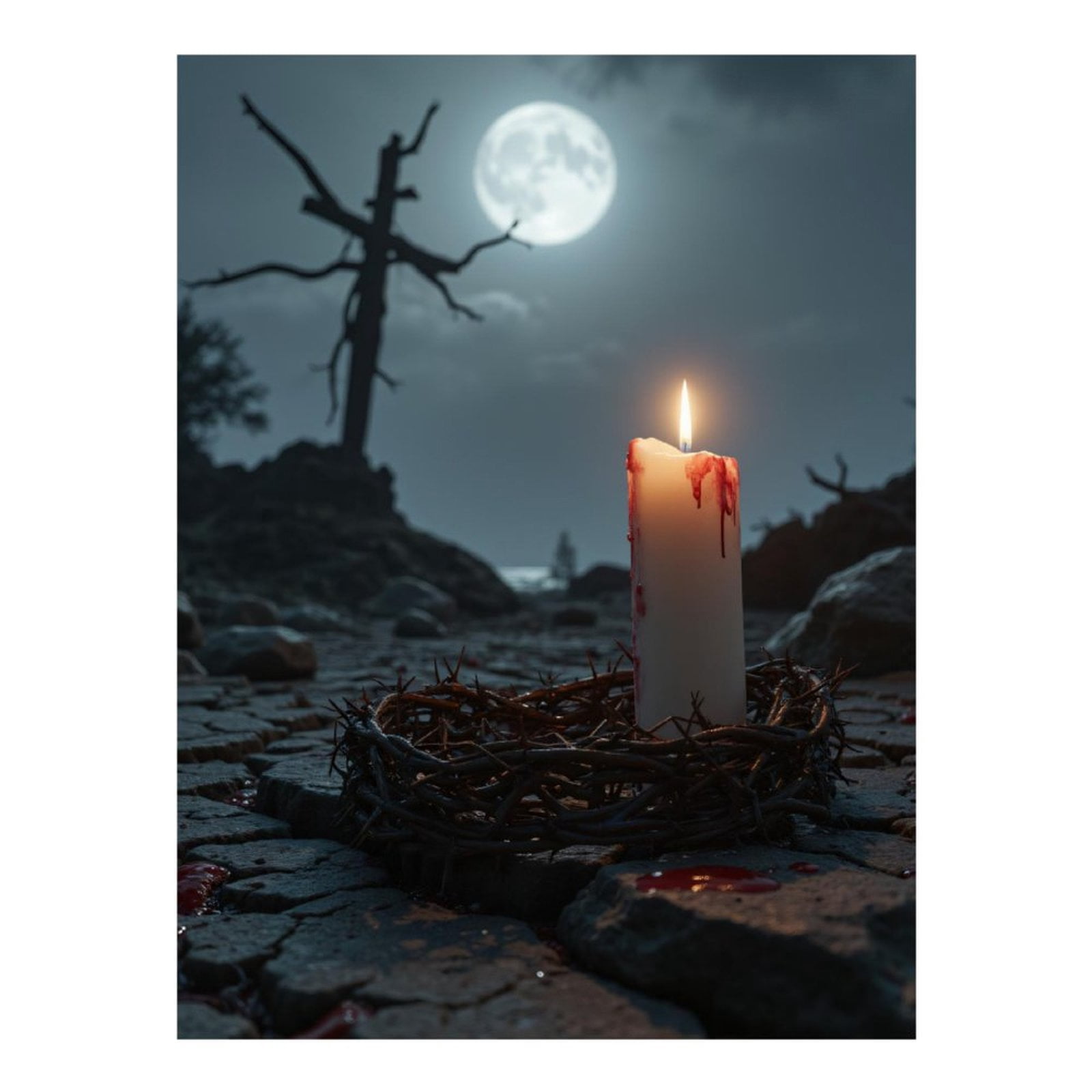 Diamond Art Kits for Adults, Candle Night Moonlit Landscape 5D Diamond Painting Kits for Adults Beginners, DIY Full Drill Diamond Painting, Gem Art and Crafts 12x16