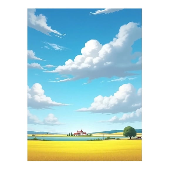 Diamond Art Kits for Adults - Cartoon Country Clouds Print No.5 5D Frameless Dimond Painting Kit for Adults Beginner, Round Diamond Kits for Home Wall Decor, Gift for Women