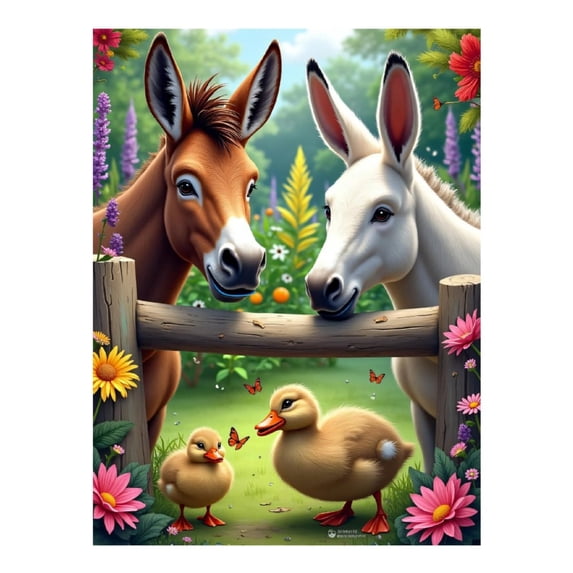Diamond Art Kits for Adults - Cartoon Donkey Duck Print No.56 5D Frameless Dimond Painting Kit for Adults Beginner, Round Diamond Kits for Home Wall Decor, Gift for Women