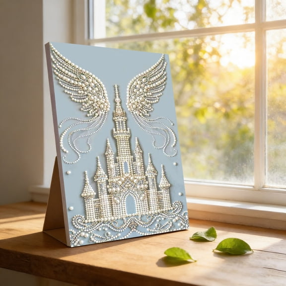 Diamond Art Kits for Adults - Castle Pearl Painting Kits DIY 5D Full Drill Diamond Dots Paintings with Diamonds Gem Art and Crafts for Home Decor 11.8x15.7 Inch