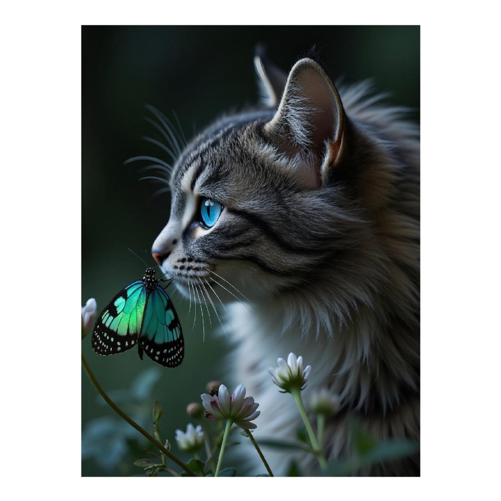 Diamond Art Kits for Adults, Cat Blue Eyes Butterfly Blossoms 5D Diamond Painting Kits for Adults Beginners, DIY Full Drill Diamond Painting, Gem Art and Crafts 12x16